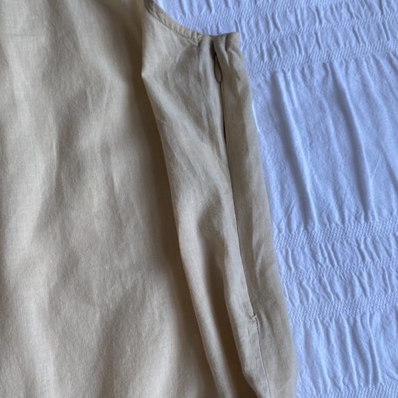 Made In Nepal cream coloured sleeveless dress/green button high neck closure. S - Picture 8 of 16